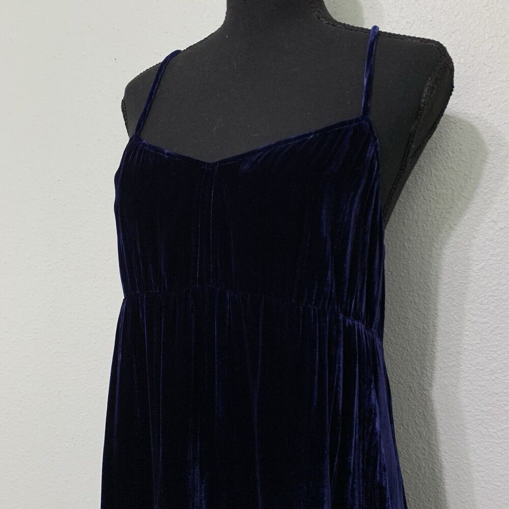 Madewell Midi Slip Dress Small Blue Crushed Velvet